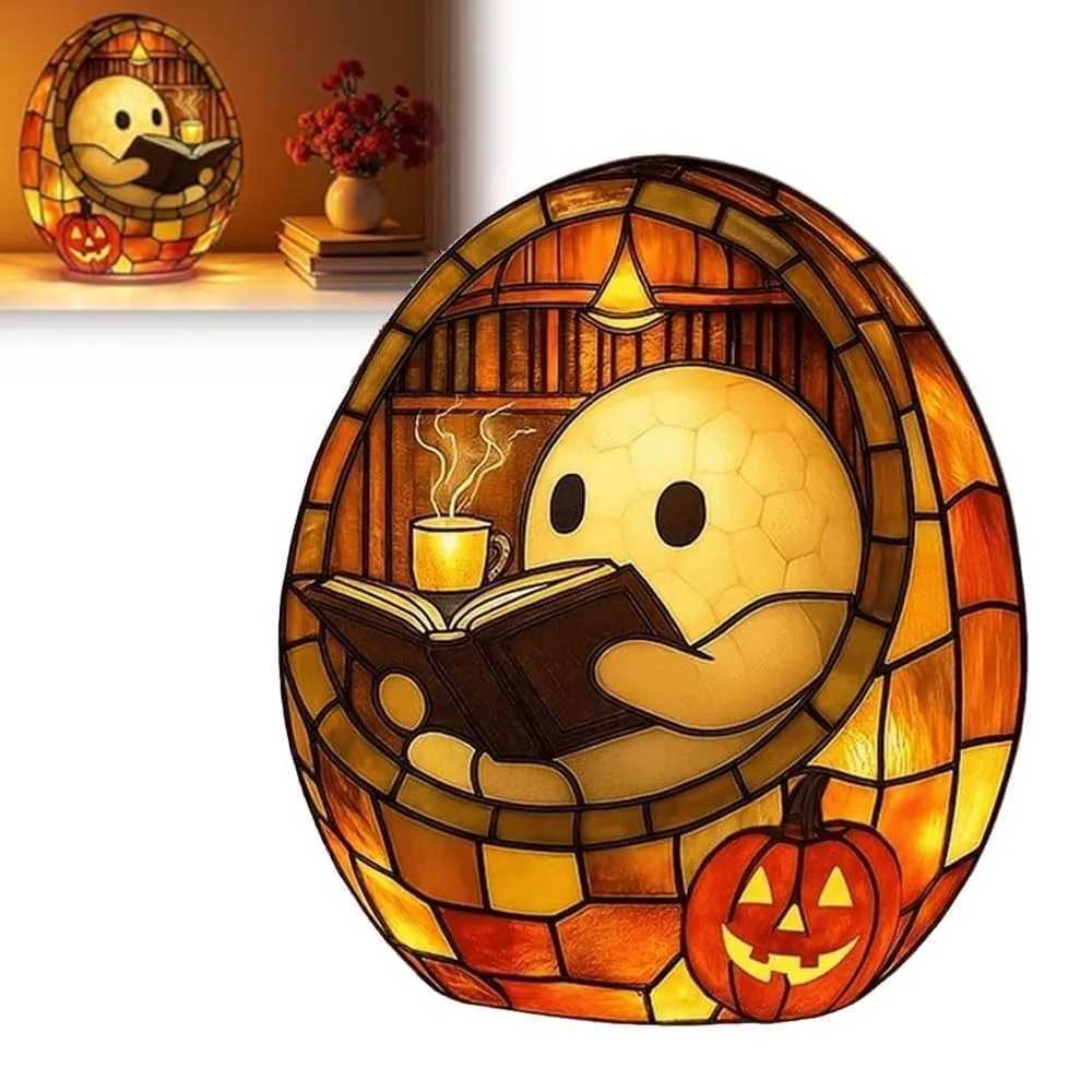 Halloween Ghost Reading Book Lamp Adorable Ghost Reading Night Light Halloween Readers Bookish Aesthetic Light Halloween Decor XJ250804