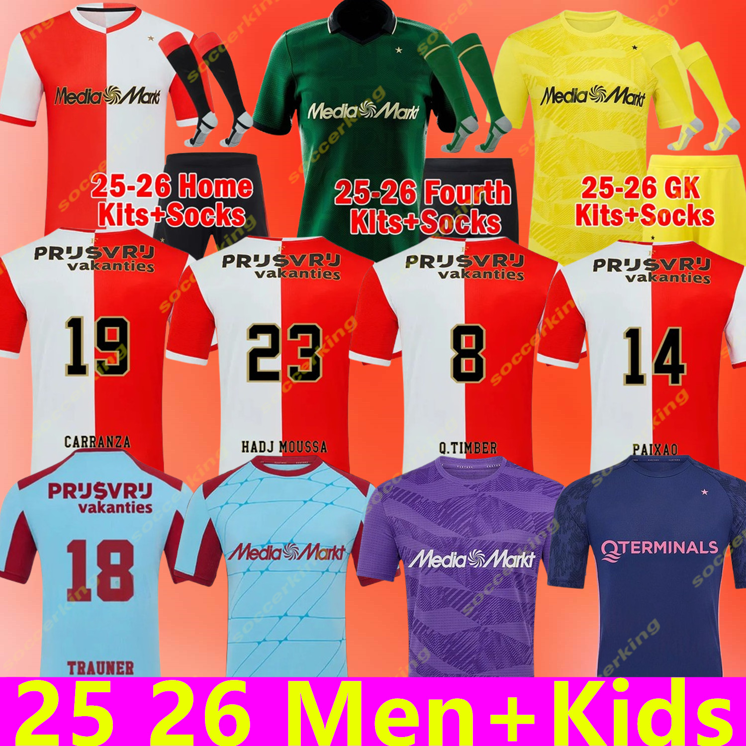 2025/2026 FeyENooRdS Soccer Jerseys Voetbal Kids Kit 25/26 Football Shirt Training Home Away Fan Player Version Goalkeeper Maillot TIMBER DILROSUN Gimenez HANCKO
