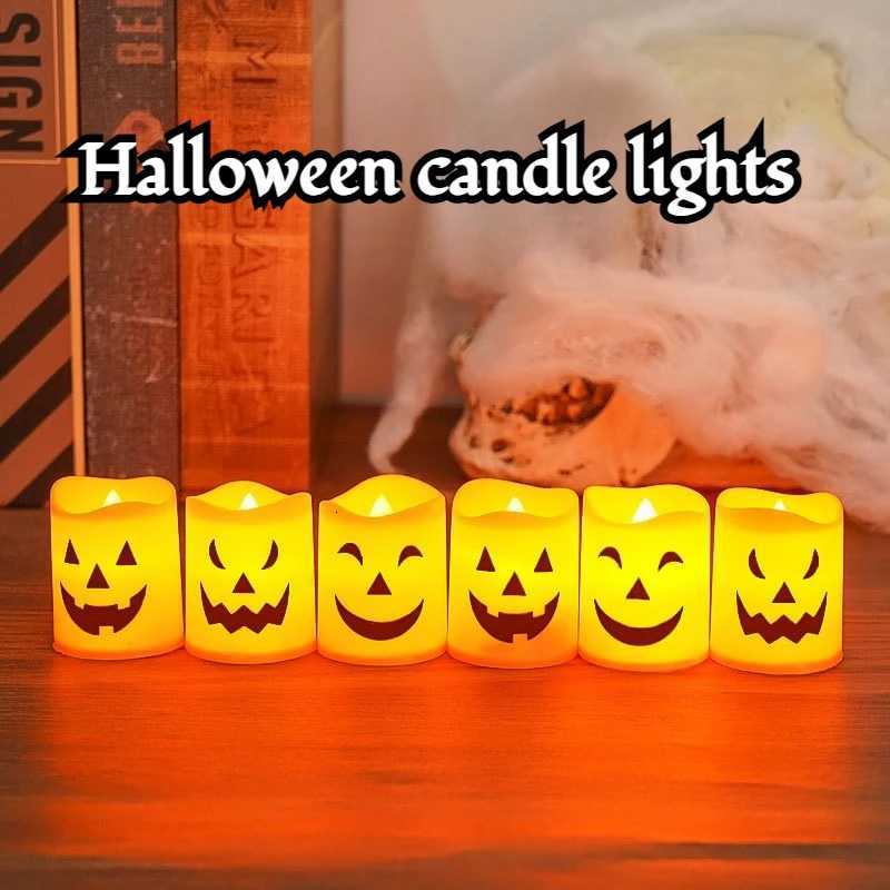 6Pcs LED Candle Light Battery Powered Pumpkin Skull Ghost Spooky Light Halloween Party Decoration Ambient Electronic Candle LightsXJ250804