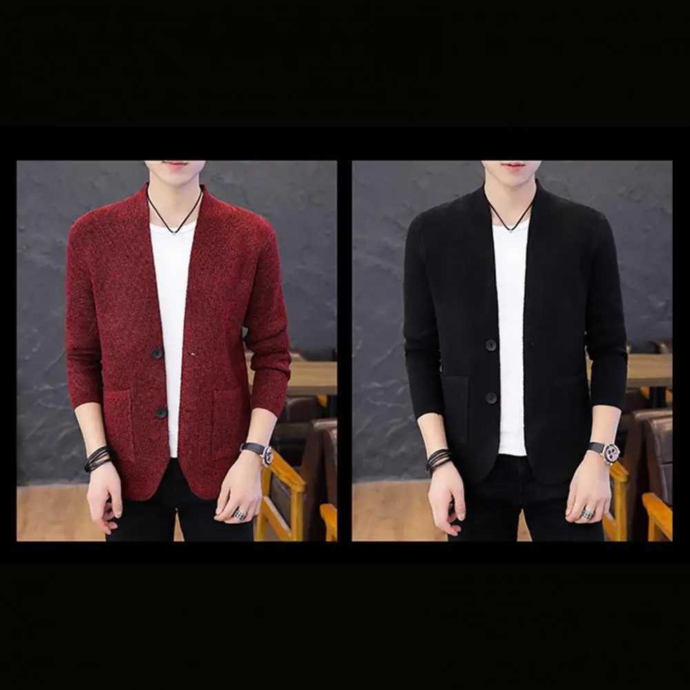 Classic Men Cardigan Men Sweater Stylish Mens Knitwear Coat Single-breasted Solid Color Cardigan with Elastic for Fall/Winter XJ250805