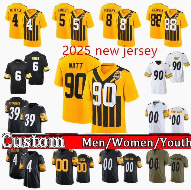 1933 Throwback Pittsburghly Steeler Football Jersey Will Howard DK Metcalf T. J. Watt Mason Rudolph Jack Sawyer Pickens Porter Queen Freiermuth Aaron Rodgers 336
