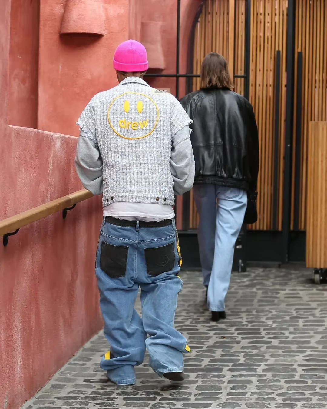 Drew House Embroidered logo shoulder-less Coat Men's Clothing designer niche American retro print loose denim jacket