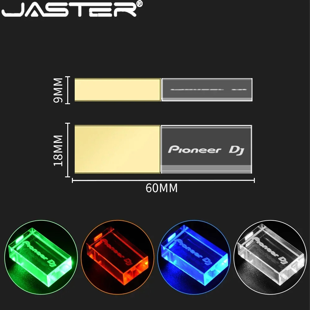 Colorful LED Light Pioneer DJ Premium USB Flash Drive 64GB High Speed Writing Reading Memory Stick 32GB Free LOGO Pen Drive 16GB