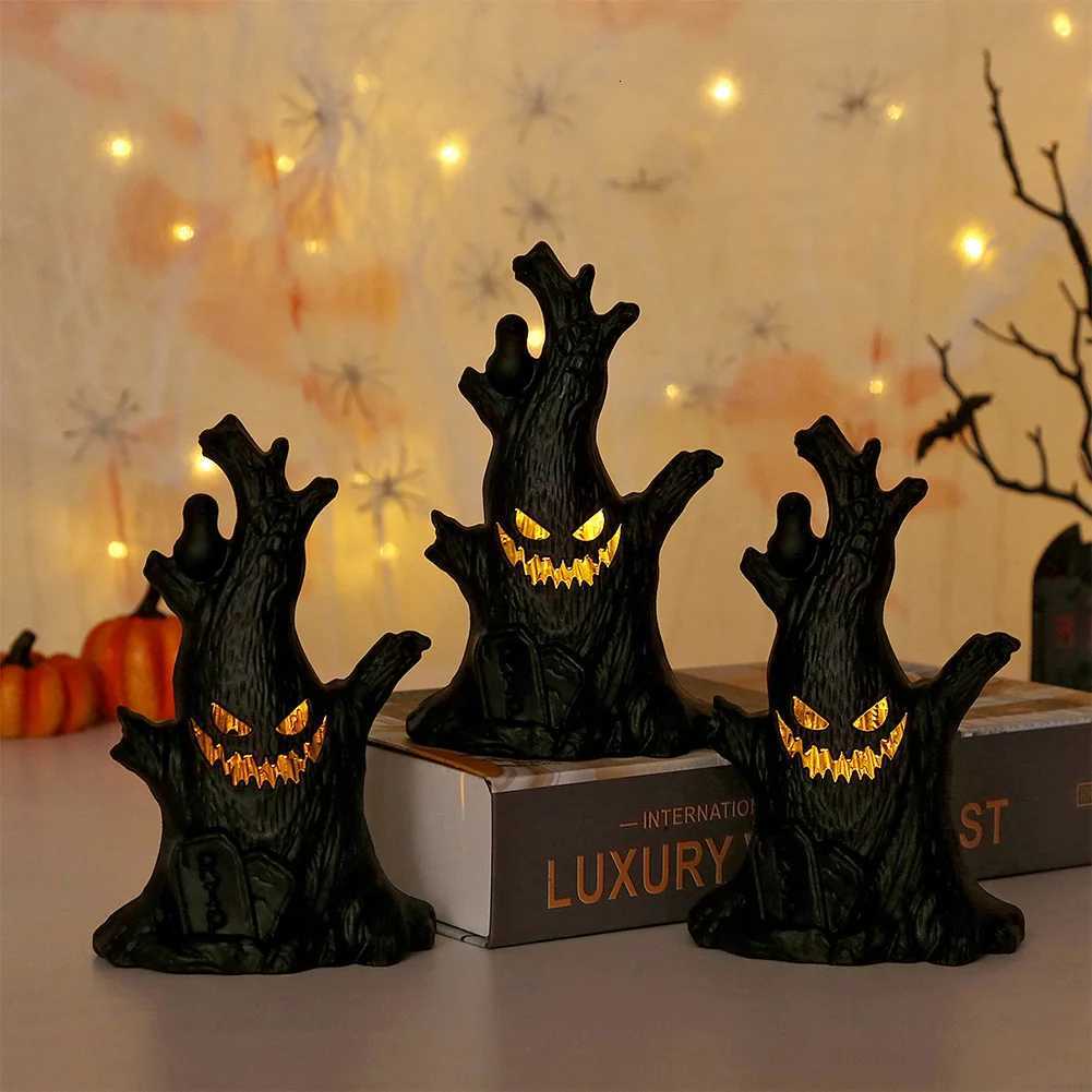 Halloween LED Ghost Face Tree Statue Battery Operated Ghost Tree Ornament Horror Tree Ornament for Haunted House Decoration XJ250804