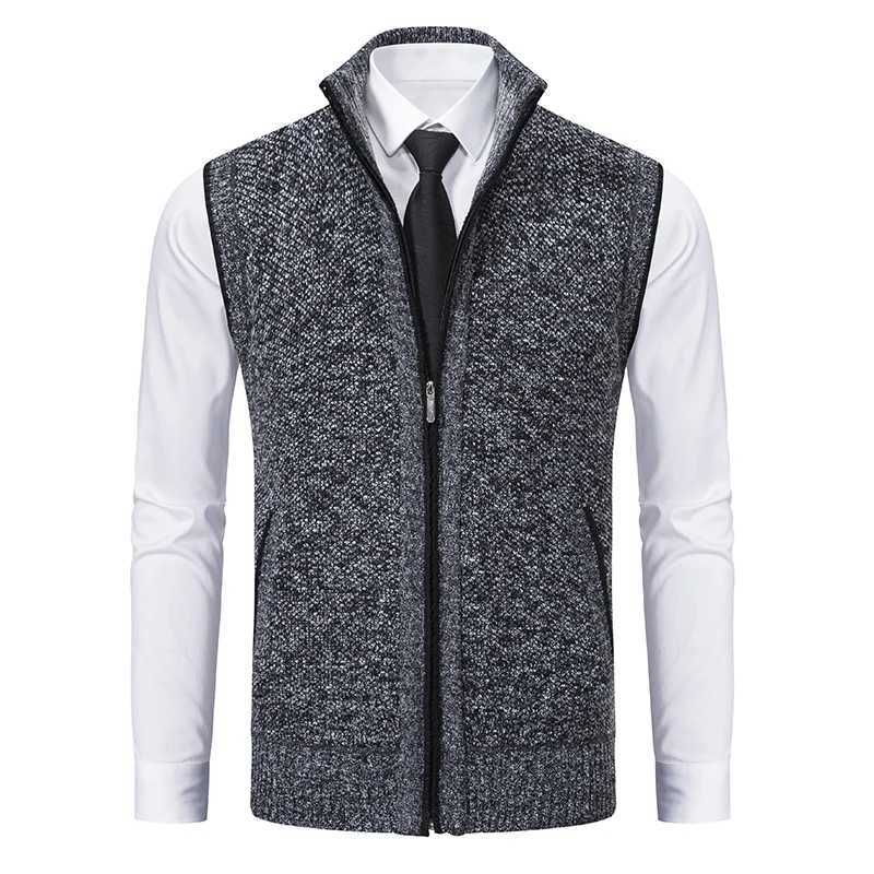 Mens Clothes Sleeveless Jacket Knit Vest Cardigan Full Zip Spring Autumn Brown Casual Sports Coat Homme Sweater Vests XJ250805