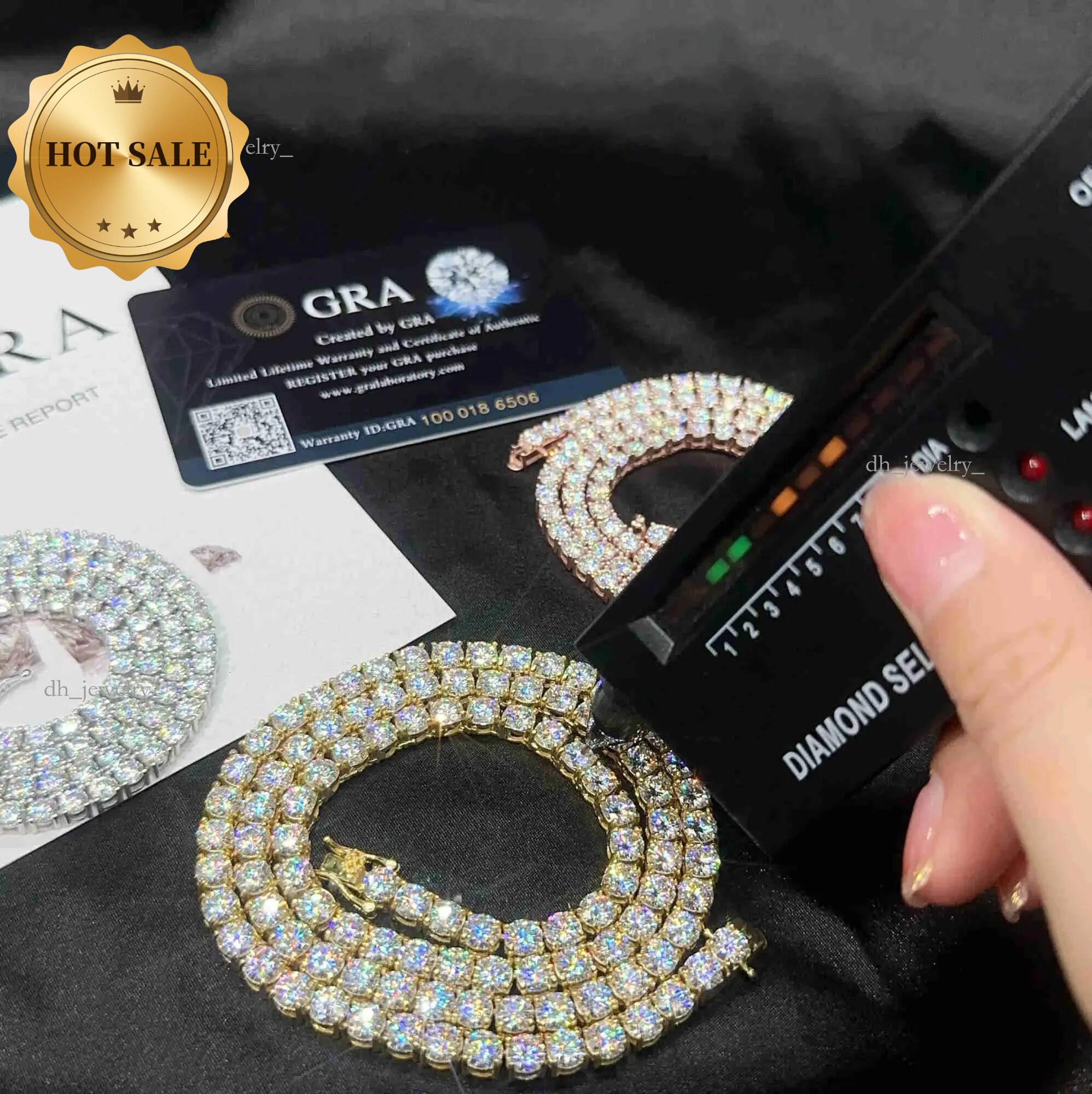 5mm Hip Hop Necklace Sier vvs moissanite tennis chain women mens necklace pass dia tester Chain