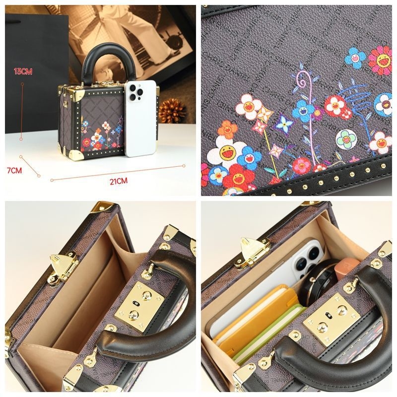 Free shipping, original design, 2025 new high-end monogram box bag, cross-border best-selling box, exquisite handbag, fashionable and trendy new women