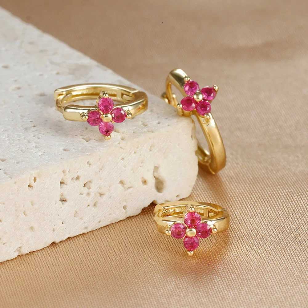 3PCS Simple 6mm/8mm/10mm Flower Zircon Hoop Earrings Set For Women 18K Gold Plated Stainless Steel Huggie Piercing Jewelry Gifts Y250804