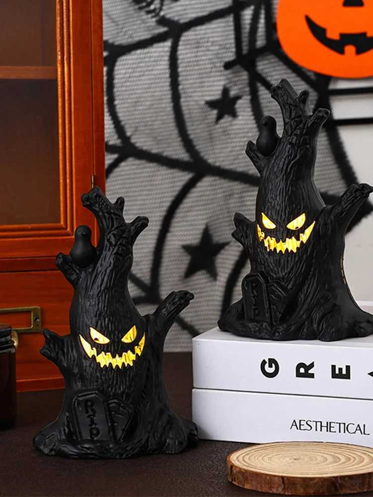 Halloween LED Ghost Face Tree Statue Battery Operated Ghost Tree Ornament Horror Tree Ornament for Haunted House Decoration XJ250804