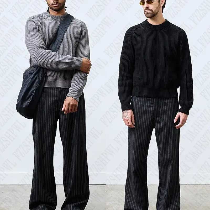 2K Men Knitted Sweater Solid Color Hip Hop Graphic American Retro Sweater Streetwear Punk Pullover Grunge High Street Casual XJ250805