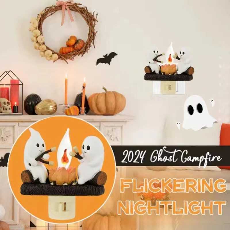 Ghost Campfire Flickering Nightlight Flame Halloween Nightlight 3D LED Small Electric Campfire Halloween Nightlight Indoor Decor XJ250804