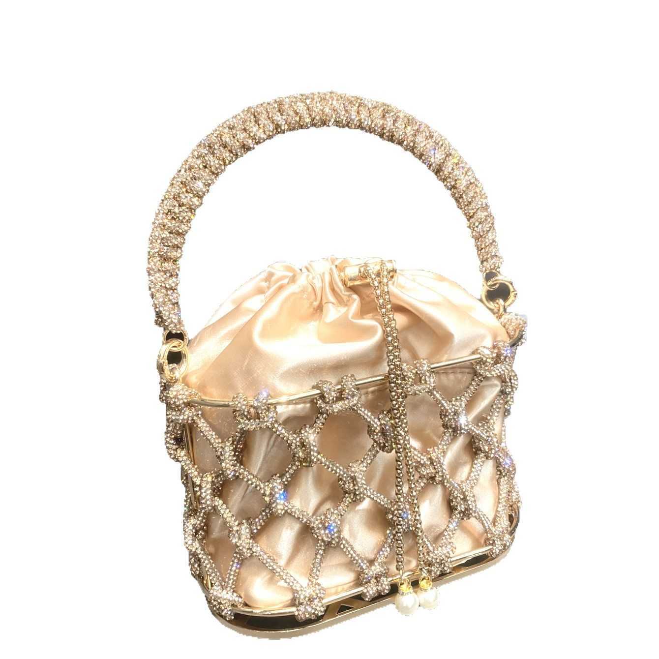 luxury bag designer bags Evening Bag Chain Rhinestone Woven Basket Embellished Bucket Bag Handheld Crossbody Women's Bag