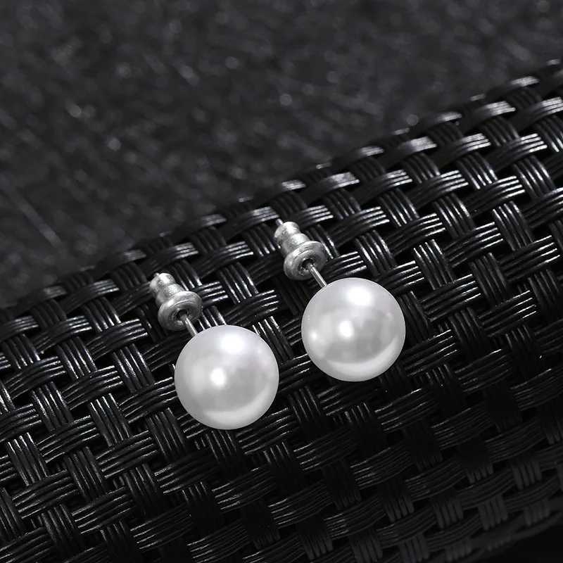 Fashion Simple White Pearl Stud Earrings For Women Girls Minimalist Ear Jewelry Size 4/6/8/10/12mm Y250804