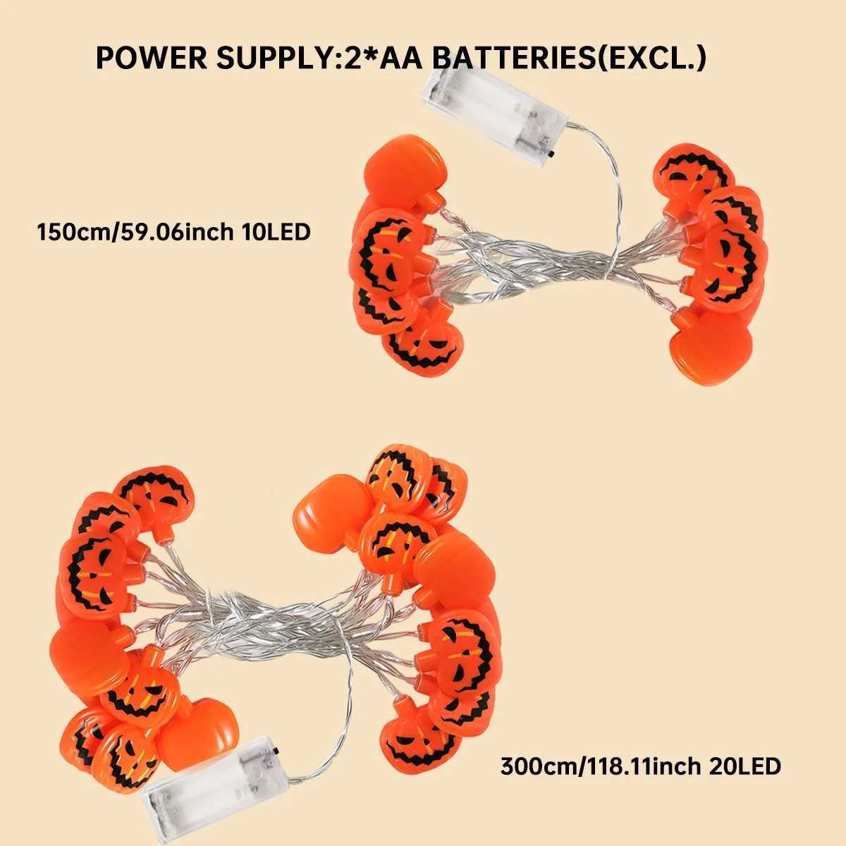 1pc Halloween 10/20 LED Single Layer Pumpkin String Lights Battery Operated For Home Indoor Outdoor Halloween Party Decoration XJ250804