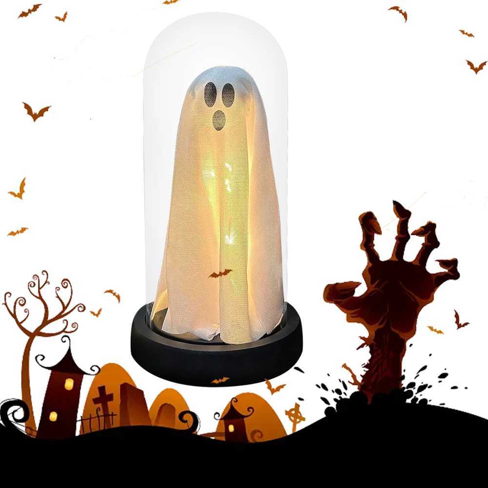 ute Ghost with Light Halloween Mini Luminous Ghost in A Jar Indoor Light Up Ghost in Clear Cloche for Home Holiday Decoration XJ250804
