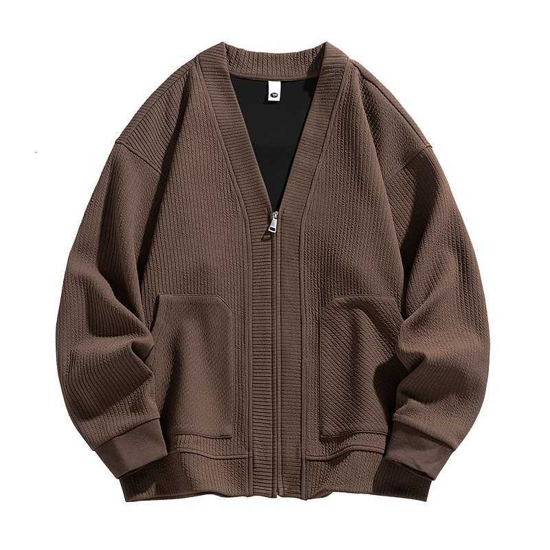Cardigan Sweater Korean Vintage Popular Zipper Jacket Oversize Black Zipper Loose Male Business Simple Plus Size 6XL 7XL 8XL XJ250805