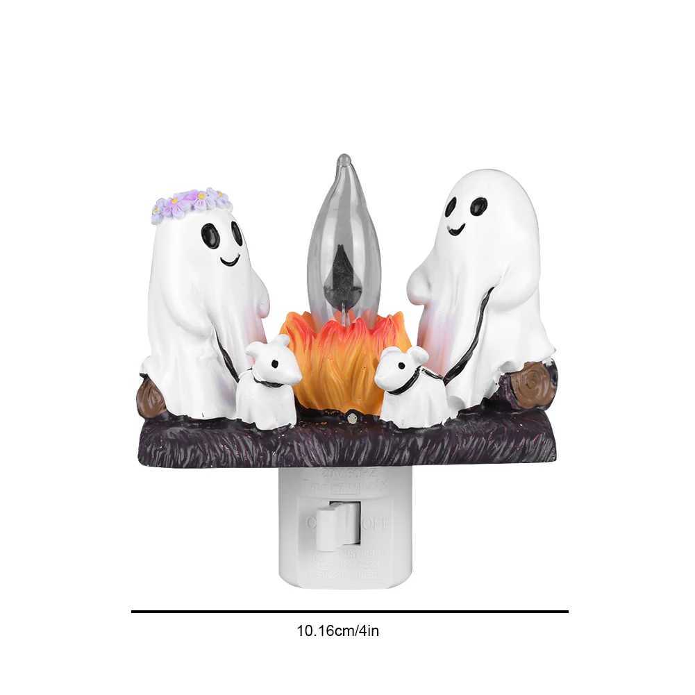3D Resin LED Electric Faux Campfire Night Light Ghost Halloween Night Light Halloween Room Decoration XJ250804