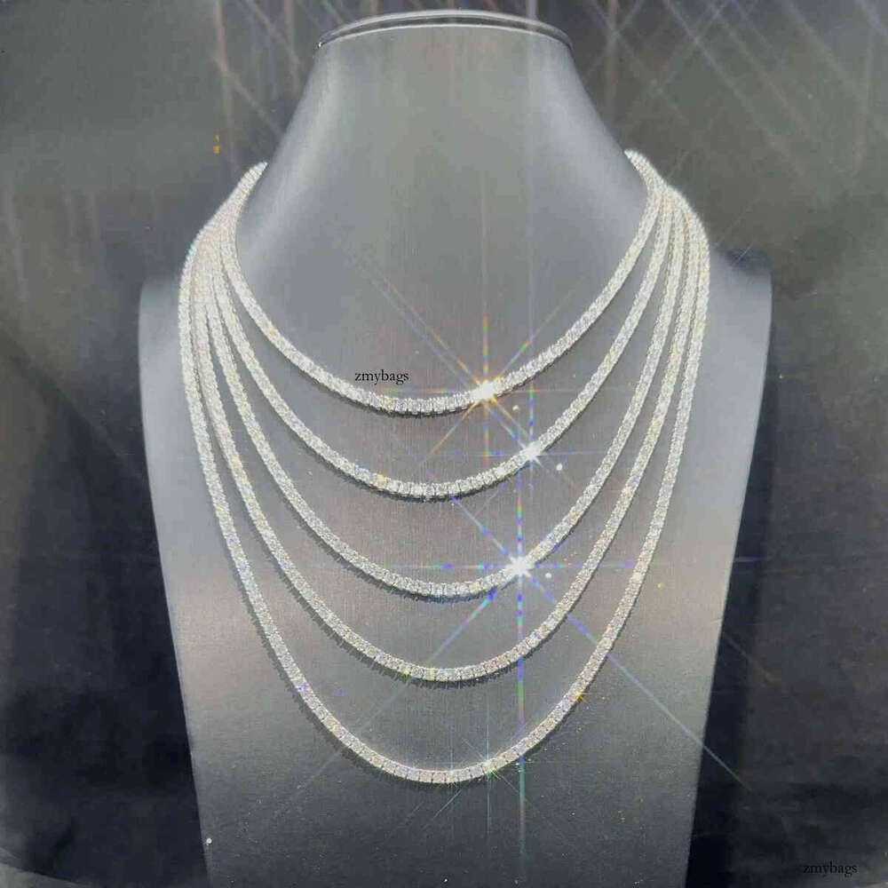 PASS Tester Iced Out Moissanite Dia Hip Hop Jewelry Chain Sier 3mm Tennis Necklace Bracelet