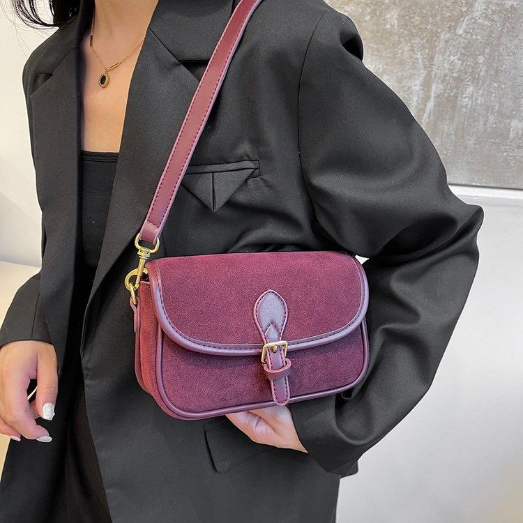 Free shipping designer Suede Small Square Bag New Autumn Winter Melad Color Matching Nubuck Leather Bag Magnetic Buckle Shoulder Bag Crossbody Bag
