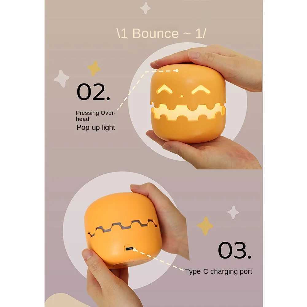 Creative Halloween Pumpkins Lamp Auto-Off Timer Push Type Pumpkin Night Light Ornament Dimmable Mini Pumpkin LED Lantern Baby XJ250804