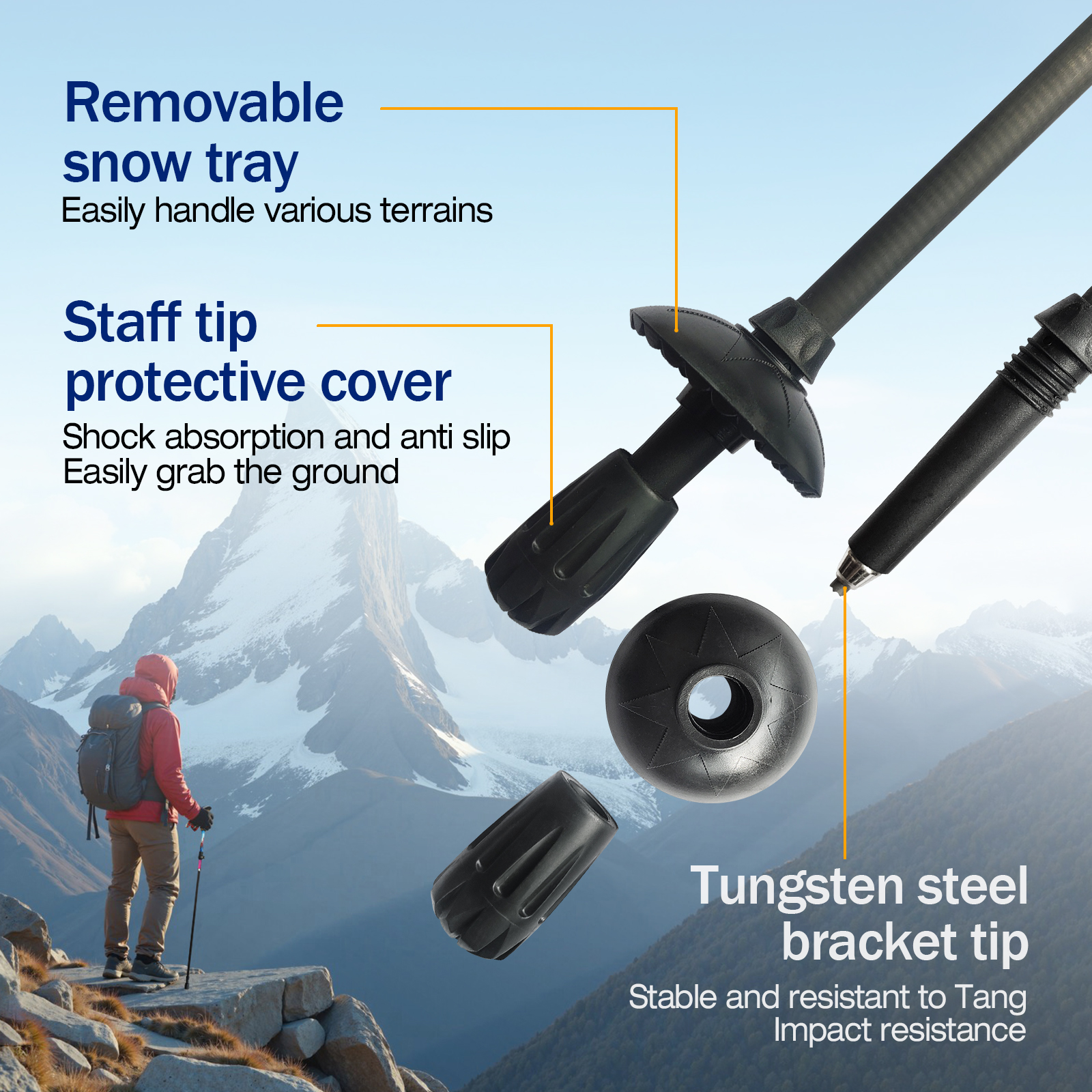 Trekking Poles Carbon Fiber Telescopic Folding Multifunction Pole Portable Hiking Pole Trail Walking Stick