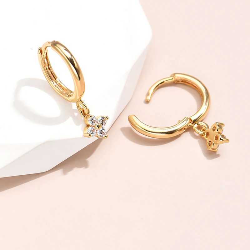 Simple Gold Color Stainless Steel Floral Sweet Earrings Temperament Simple Inlaid Zircon for Women Wedding Jewelry Accessories Y250804