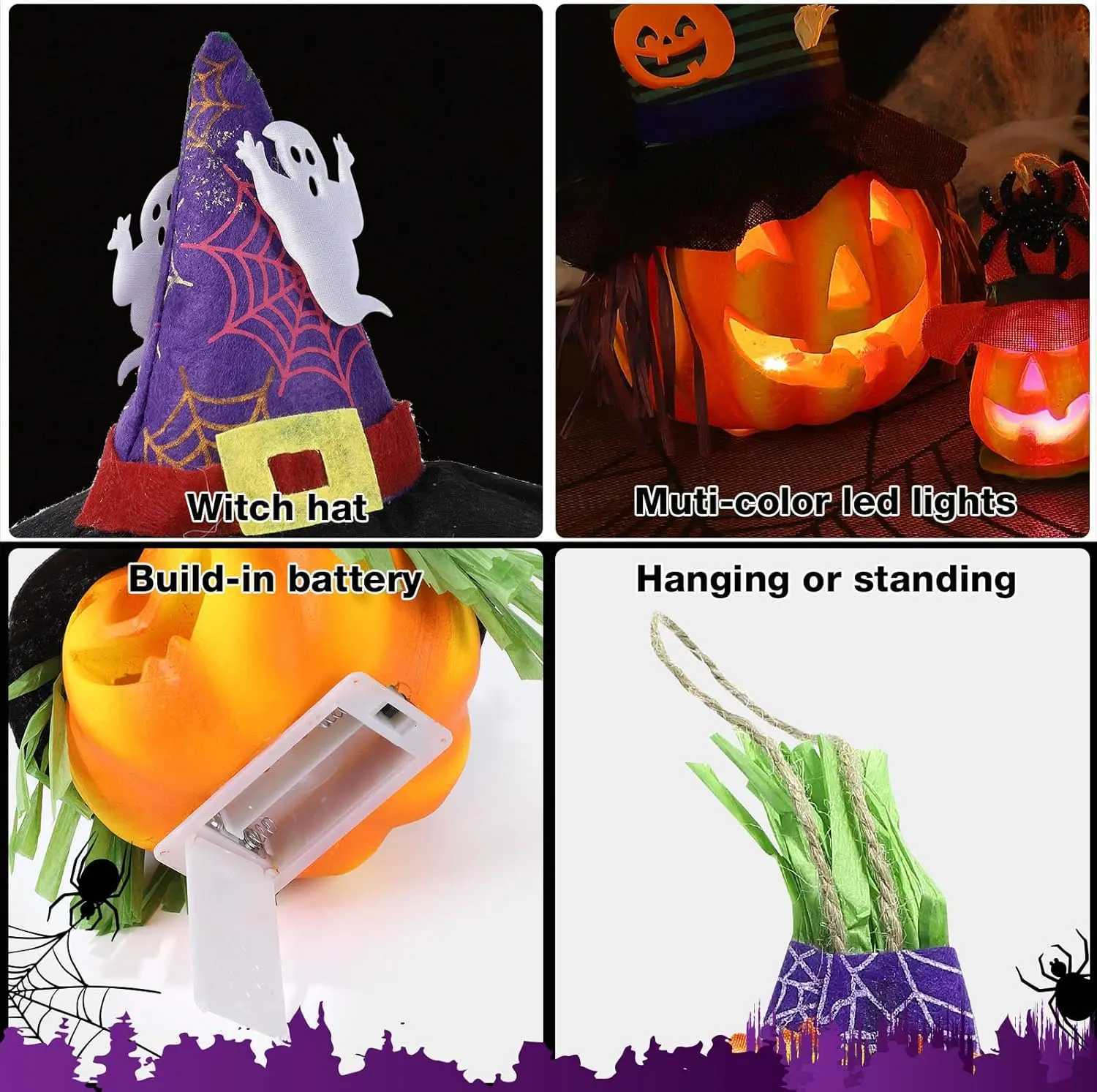 6-Pack Halloween Pumpkin Lamp LED Light-Up Jack-o-Lantern Set Halloween Decoration Pumpkin Prop LED Light for Indoor Outdoor XJ250804