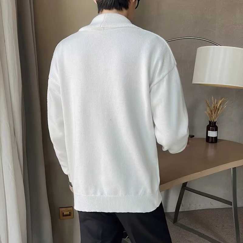 2022 Autumn Sweater Men Vintage Lapel Knitted Cardigan Double Breasted Long Sleeve Knitted Jacket Casual Business Sweatercoat XJ250805