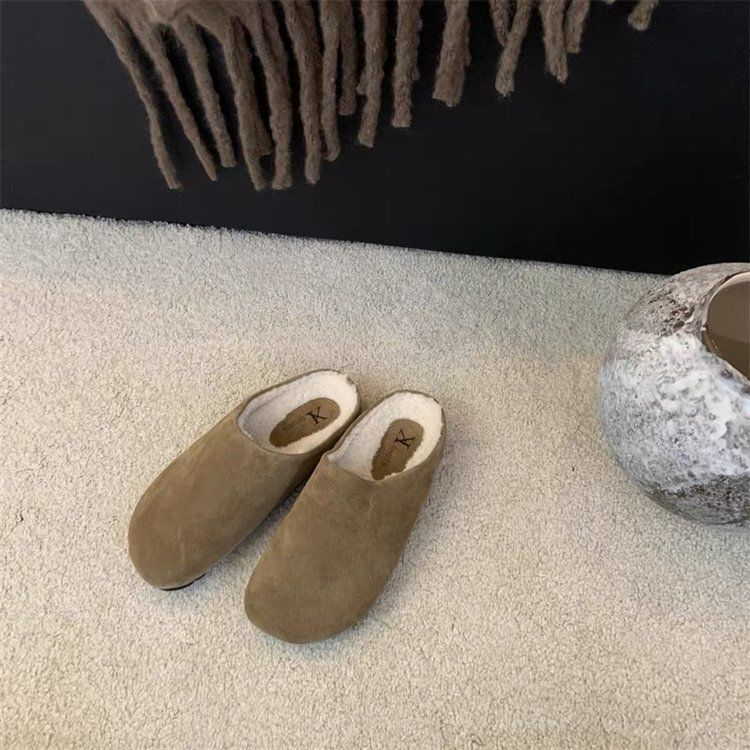 Fluffy Lined Womens Slippers 2025 Winter Designer New Retro Flat Slipper Versatile Outdoor Durable Slides Comfortable Convenient Daily Wear Sizes 35-4