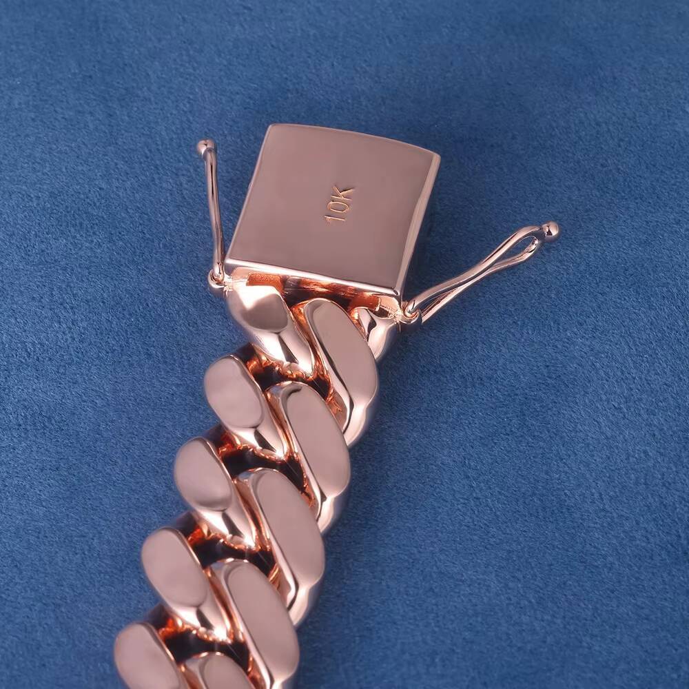 Custom 19mm S925 Sterling Silver 10K 14K 18K Solid Gold with D VVS Moissanite Diamond Lock Miami Cuban Link Chain Necklace