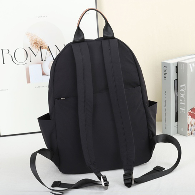 XY5657D01 Men's and Women's Backpack Black Green Waterproof Oxford Cloth With Cowhide Leather Fashionable Multi Pocket Lightweight Commuting
