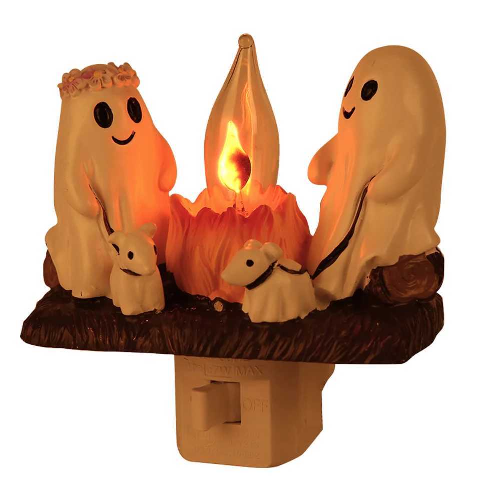 3D Resin LED Electric Faux Campfire Night Light Ghost Halloween Night Light Halloween Room Decoration XJ250804