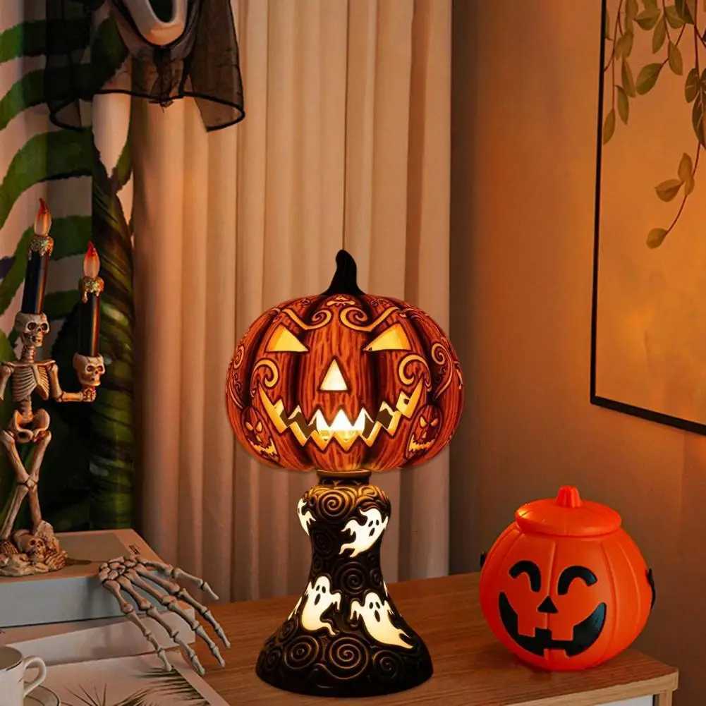 Halloween Skull Pumpkin Night Light Resin LED Tabletop Lamp with Skeleton Ghost Witch Design for Room Decor Fantasy Theme XJ250804