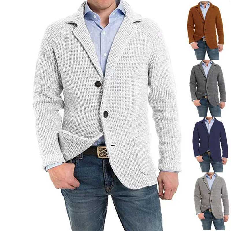 2025 British Style Mens Clothing Knit Cardigan Autumn Winter Fashion Single Breasted Black Stand Collar Knit Sweater Coats Men XJ250805