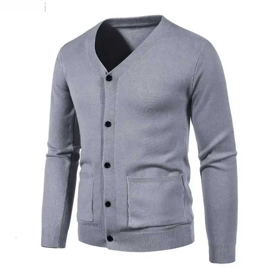 Spring Autumn Cardigan New Mens V-neck Knit Sweater Coats Man Solid Casual Sweater Cardigan Jacket Slim Knitwear Tops Male XJ250805