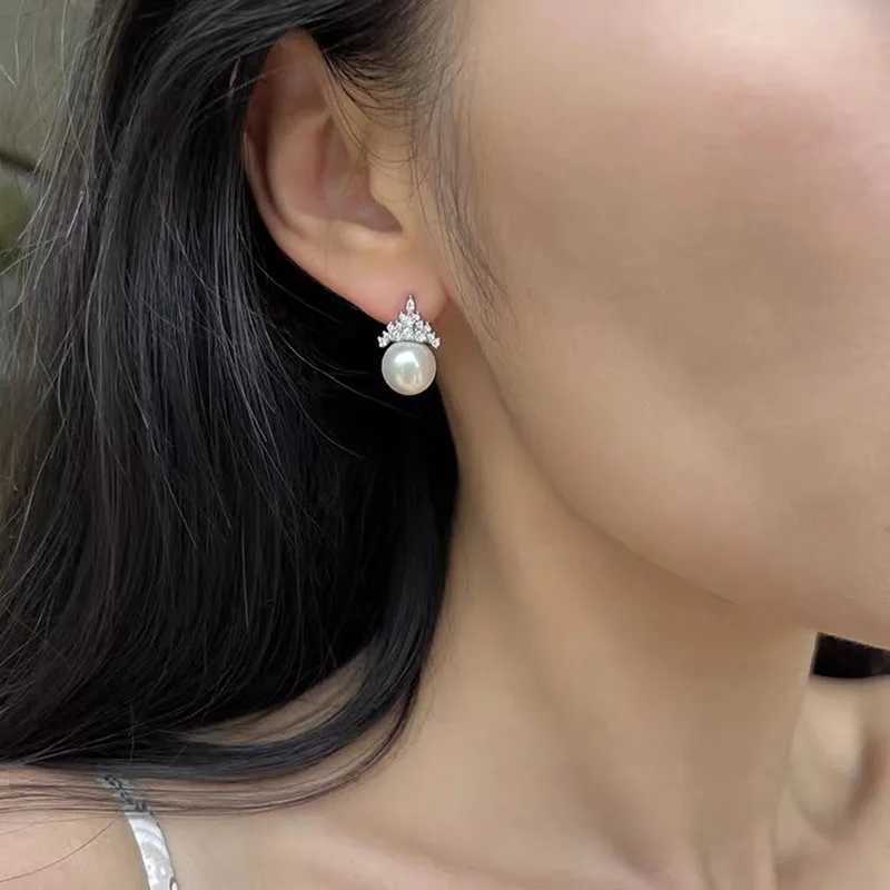 New 925 Sterling Silver Pearl Zircon Earrings Shining Charm Simple Style Women Earrings Birthday Gift for Friends Fine Jewelry Y250804