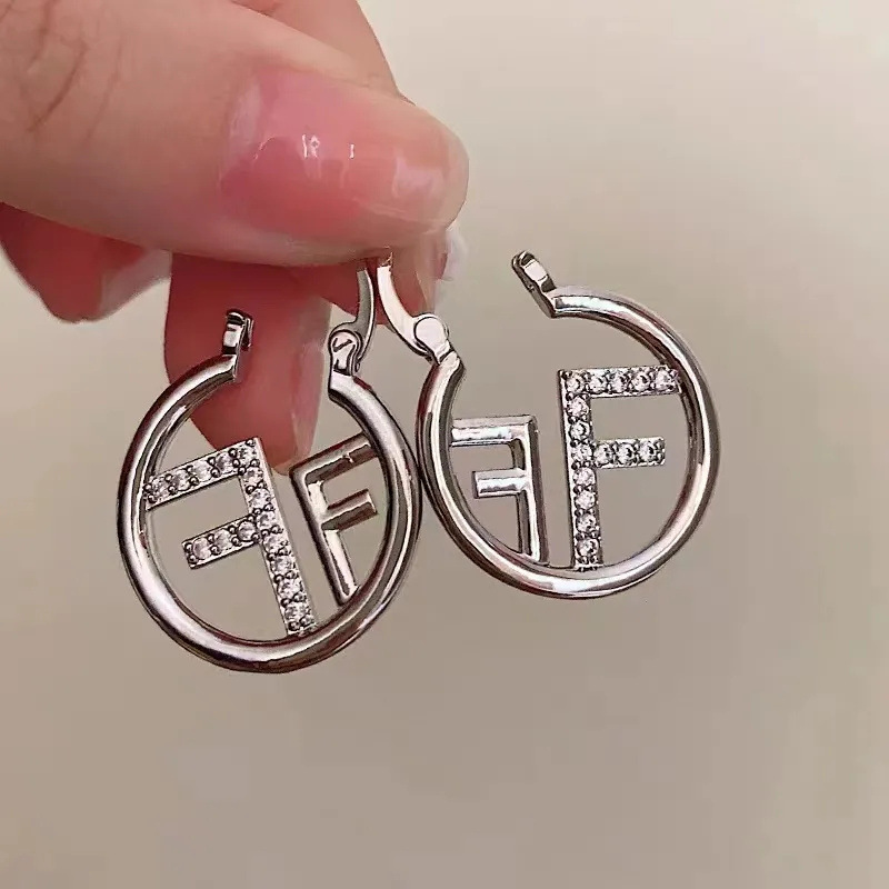 Designer Earring 18K Gold Plated Alphabet Letter Hollow Stud Earring Paved AAA Cubic Zirconia Diamond Fashion High-end Jewelry wholesales drop shippin