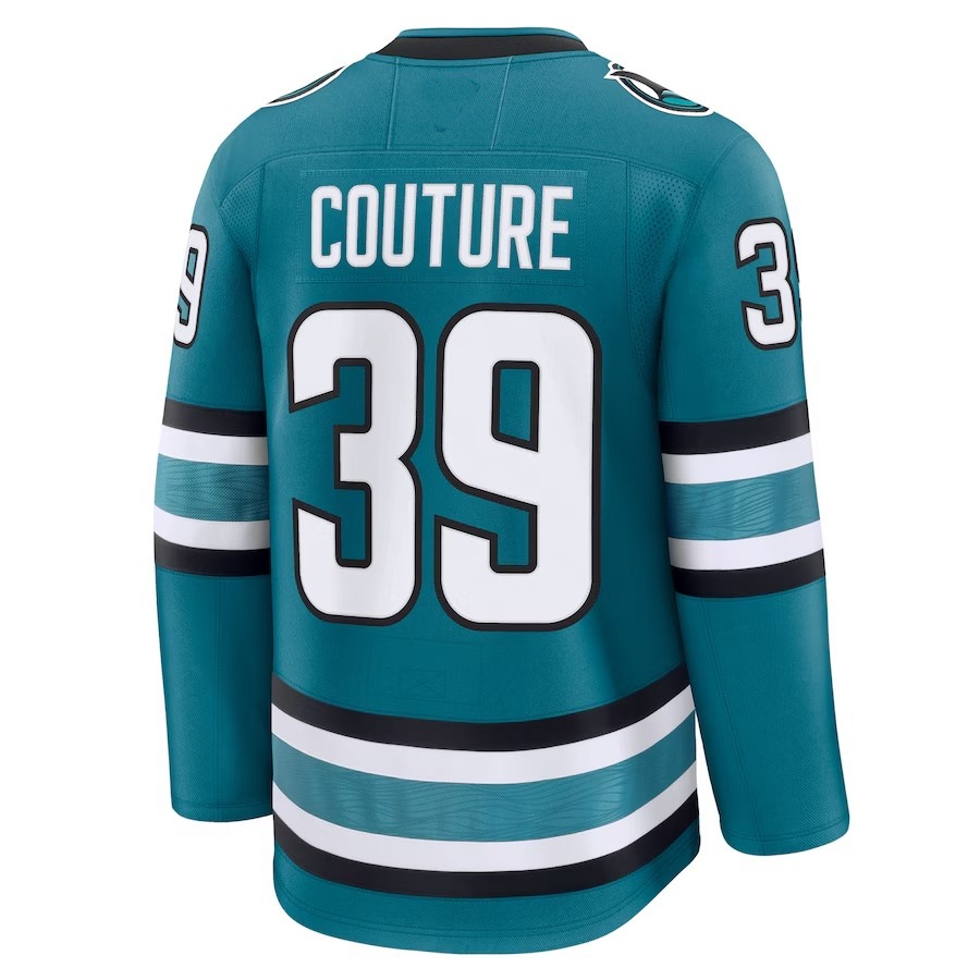 Misa 77 Macklin Celebrini 71 Logan Couture 39 Eklund 72 Hockey Jerseys Teal And Black S-XXXL Stitched Men Jersey Fanatic