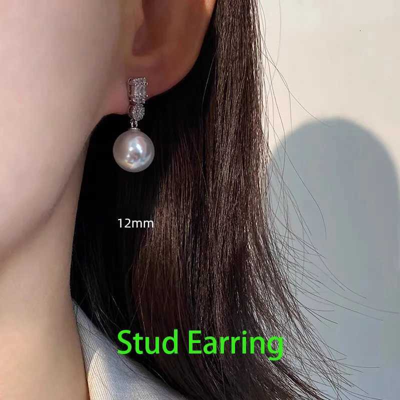 925 Sterling Silver Zircon Pearl Geometric Stud/Clip Earrings for Women Classic Fine Jewelry Minimalist Accessories Y250804