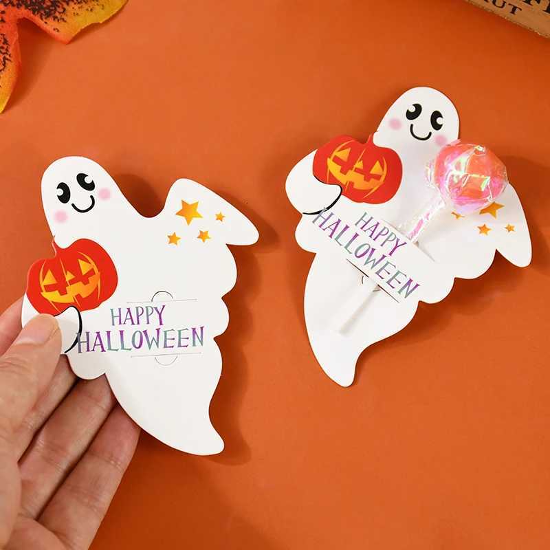 50Pcs Halloween Candy Package Card Pumpkin Ghost Orange Lollipop Packing Card for DIY Halloween Party Decoration Supplies XJ250804