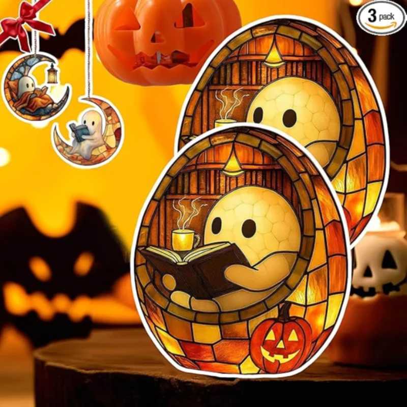 Ghost Reading Book Lamp Handmade Halloween Ghosts Reading Night Light Up Halloween Decor Ghost Flickering Nightlight For Readers XJ250804