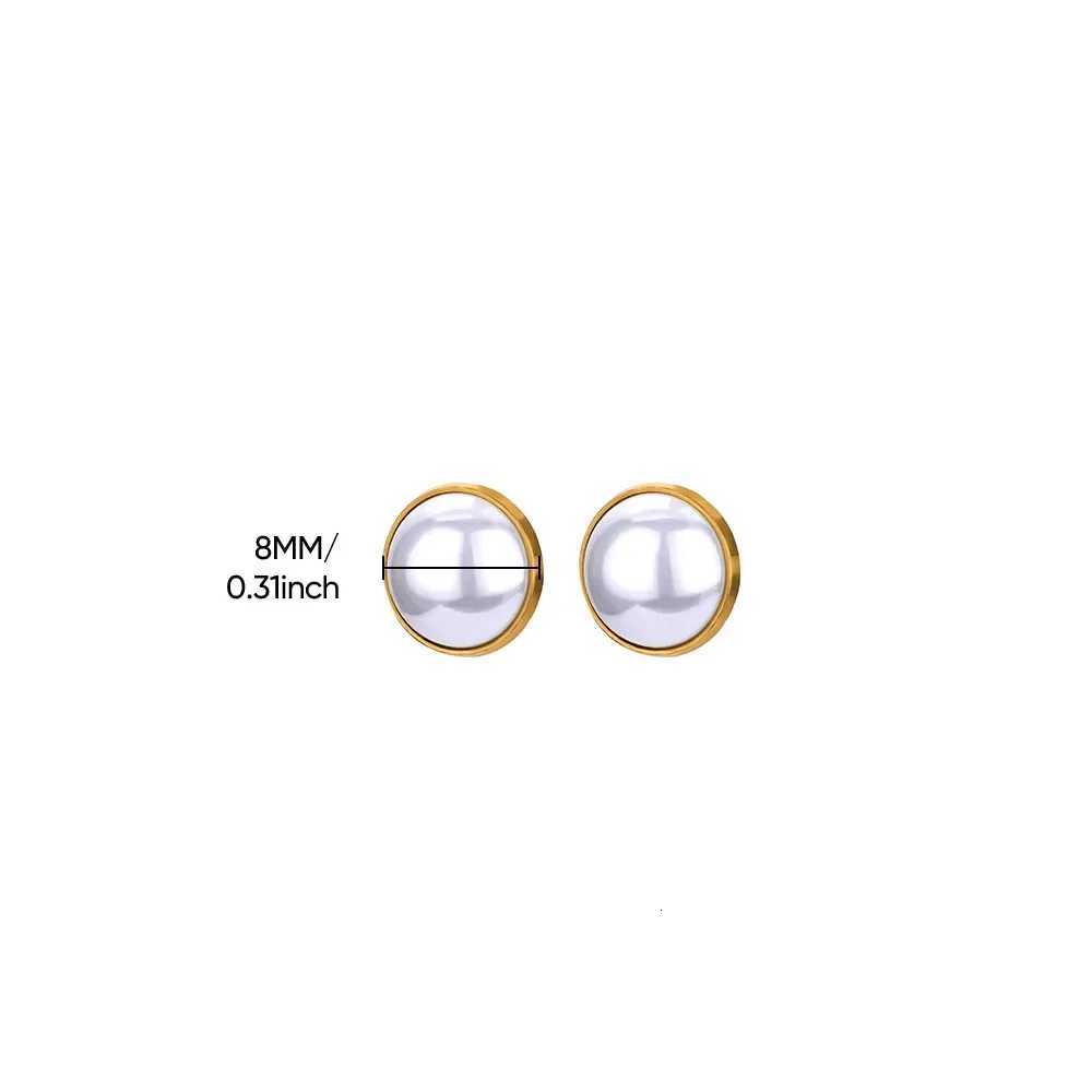 Imitation Pearl Round Earrings for Women Stainless Steel Gold Color Geometric Pearl Earring Fashion Wedding Christmas Jewelry Y250804