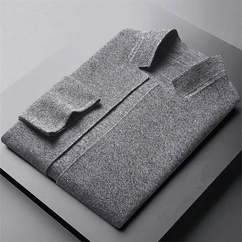 2025 Cardigan Jacket Men Solid Color Knitted Casual Stand Collar Slim Fit Cardigan Coat Mens Sweater Jacket Khaki Black Gray 4XL XJ250805