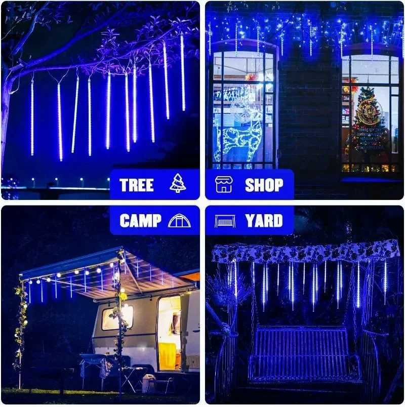 LED USB Meteor Shower Light Outdoor Garden Light for Patio Landscape Bar Tent Fence Street Christmas Halloween Wedding DecorationXJ250804