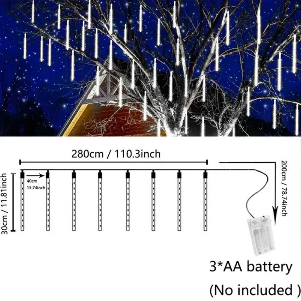 30cm 8Tubes LED Meteor Shower Lights AA Battery Indoor/Outdoor Decor for Trees Yards Gardens Parties Christmas HalloweenXJ250804