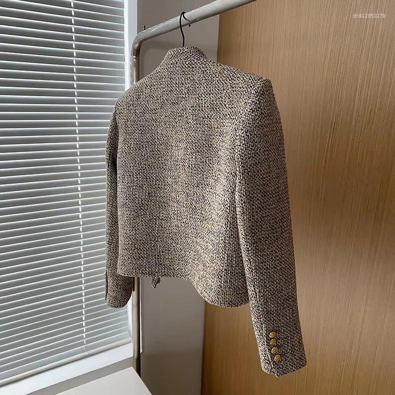 Ladies Tweed Jacket - Women's Short Sleeve Casual Blazer, Elegant All-Match Spring Autumn Top ddmymarket - view 6