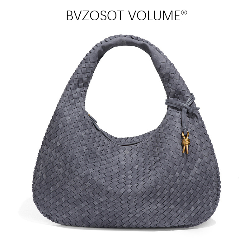 new Spring/Summer Frosted Hand - woven High - end Underarm Dumpling Bag with Large Capacity Suede Velvet Shoulder Bag
