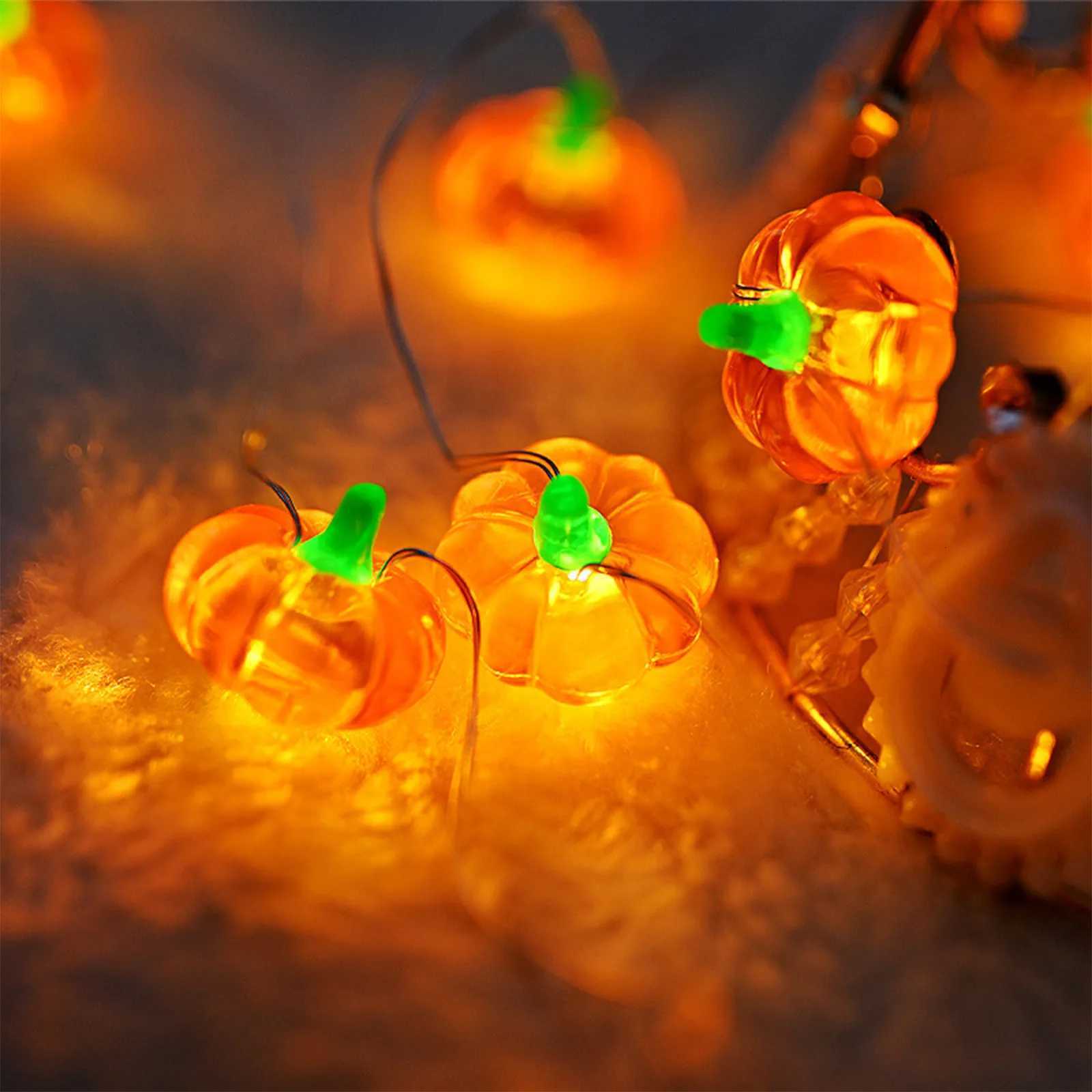 Pumpkin Horror Eyeballs LED String Lights Portable USB 20 40 LEDs Halloween Party Decoration for Home Bar Atmosphere Decor XJ250804