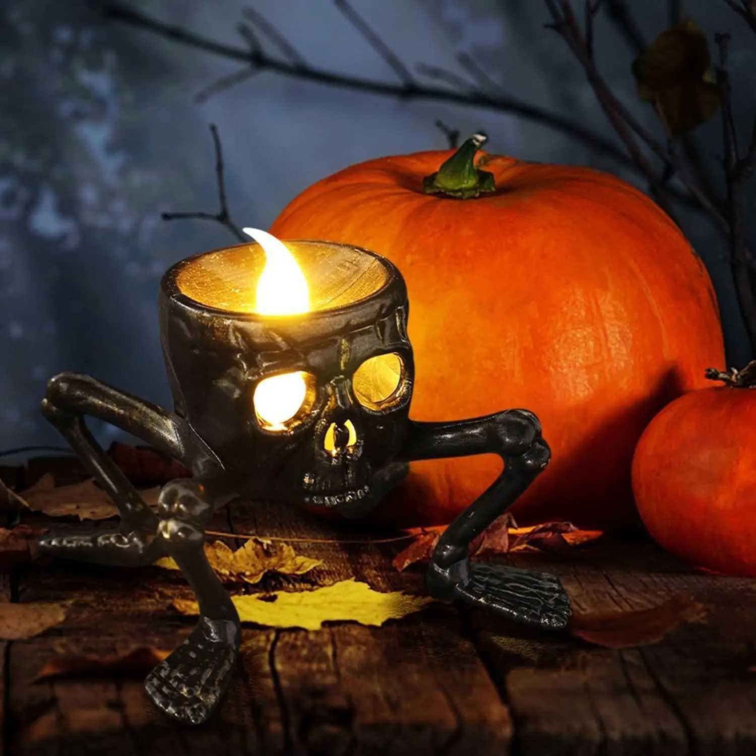 Halloween Tea Light Candles Skeleton Hand Flameless LED Candles 8.5cm/3.3inch Flameless Tea Lights Candle Lamp For Halloween XJ250804