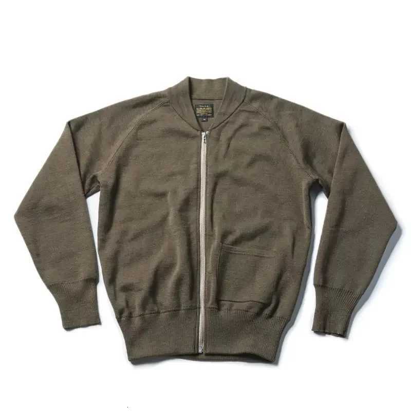 Rugged Bronson WWII USAAF C-2 Flying Sweater Mens Plain Raglan-Sleeve Woolen Cardigan XJ250805